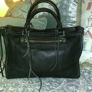 REBECCA MINKOFF SOFT BLACK LEATHER SATCHEL BAG